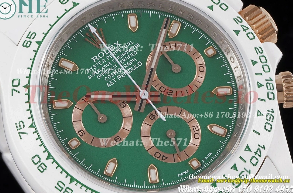 Daytona 40mm Rolex Green Dial SA4130 Cer Cer - AET AETF 0511